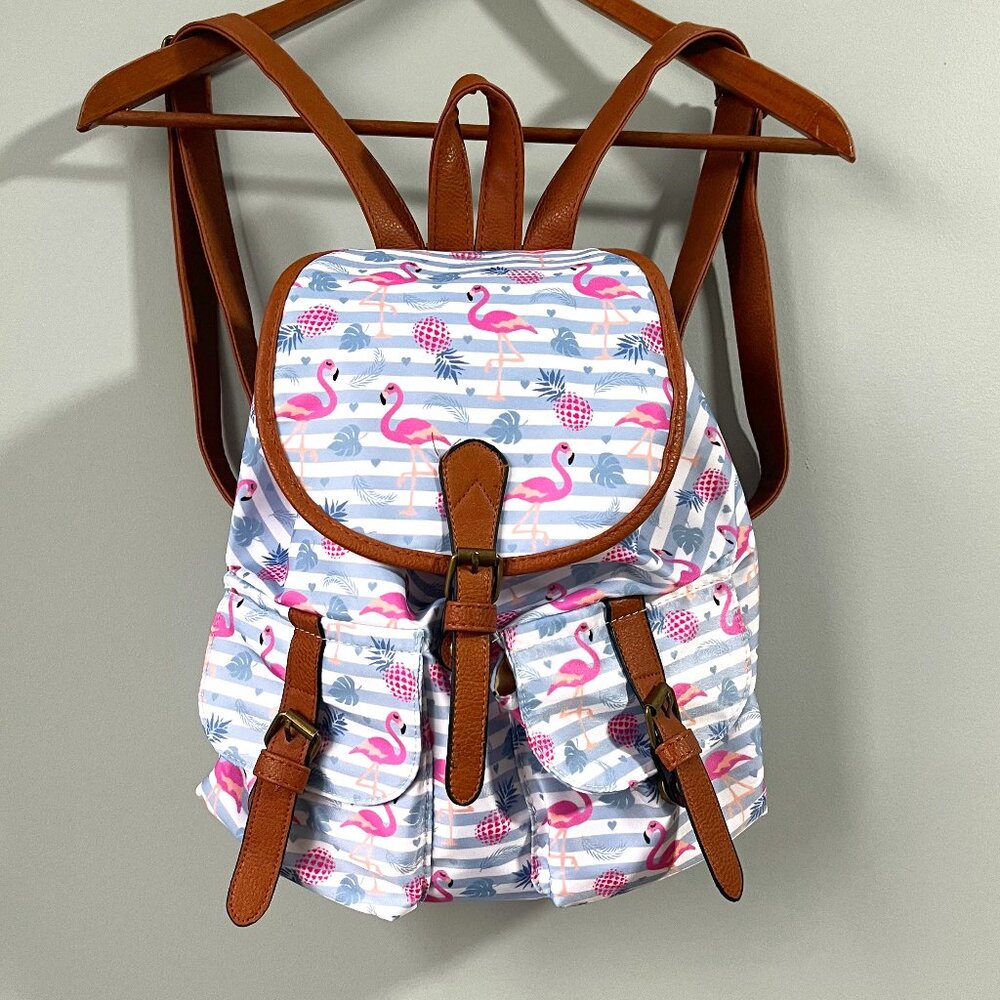 Novelty Flamingo backpack with Stripes